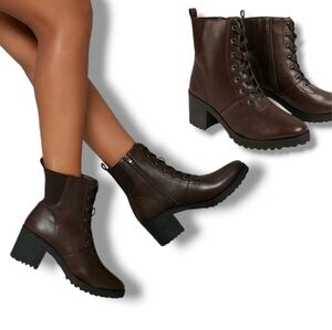 Women's Aspen-39 Chocolate Brown Vegan Leather Platform Combat Boots